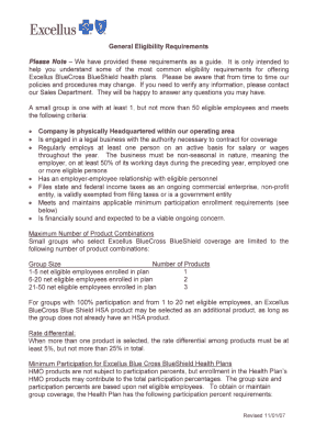 Excellus BlueCross BlueShield Small Group Health Insurance Application