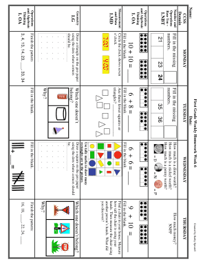 First Grade Weekly Homework Week 6