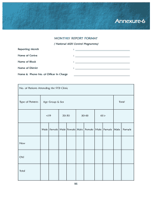 National AIDS Control Programme Monthly Report