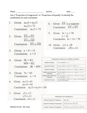 Math Proof Justification Worksheet