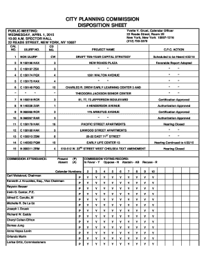 DISPOSITION SHEET CALENDAR NO 7-APRIL 1 2015 PLANNING COMMISSION