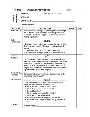 Emergency Preparedness Scout Activity Plan