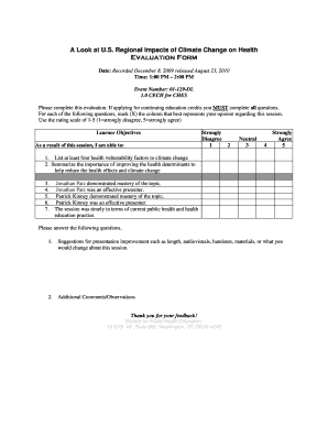 Climate Change Health Impact Evaluation Form