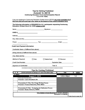 Continuing Education Participation Record Form