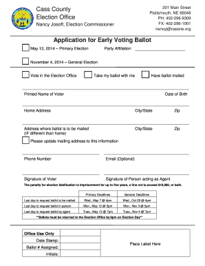 Nebraska Early Voting Ballot Application