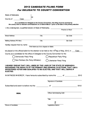 Nebraska Delegate Filing Form