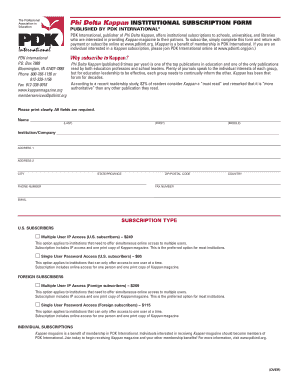 Phi Delta Kappan Institutional Subscription Form