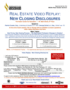 Closing disclosure statement - R ESTATE VIDEO REPLAY NEW CLOSING DISCLOSURES - mcba