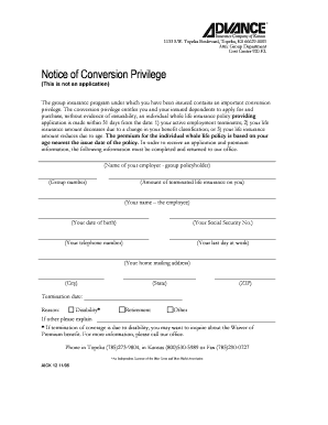 Notice of Conversion Privilege
