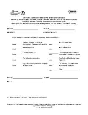Buyer’s Notice of Removal of Contingencies