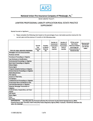 Lawyers Professional Liability Application Real Estate Practice