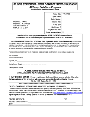Commercial Insurance Premium Finance Agreement