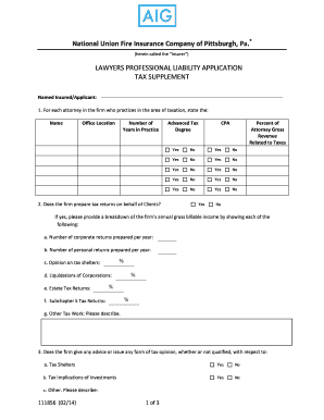 Lawyers Professional Liability Tax Supplement Application