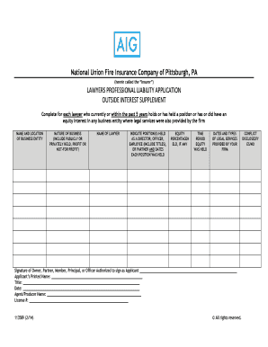 Lawyers Professional Liability Application