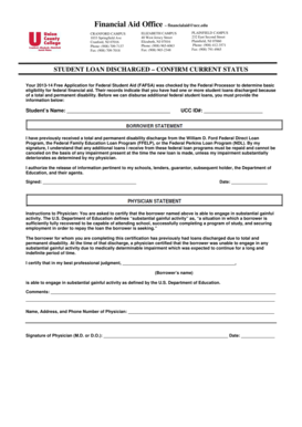 Student Loan Discharge Confirmation Form