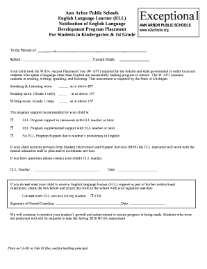 ELL Program Placement Notification