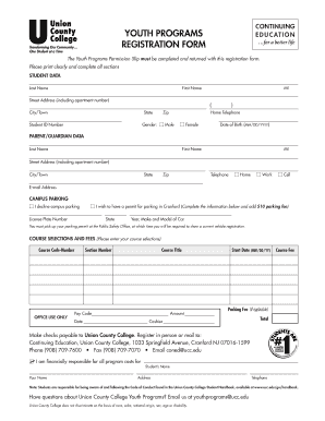 Youth Programs Registration Form
