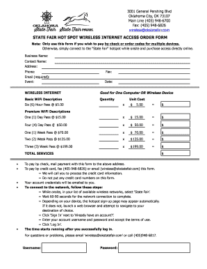 State Fair Wireless Internet Access Order Form
