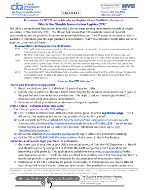 New York Citywide Immunization Registry Consent Form