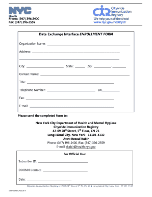 New York City Data Exchange Interface Enrollment Form