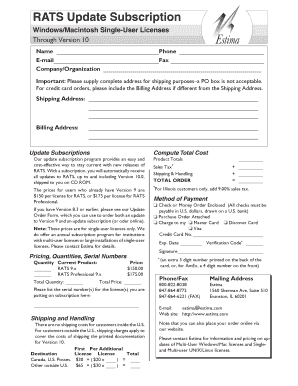 RATS Update Subscription Form