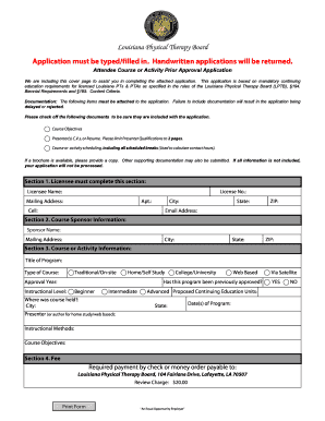 Louisiana PT Continuing Education Application