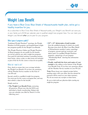 Blue Cross Blue Shield Weight Loss Benefit Form