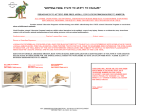 Zoodles Animal Education Program Permission Waiver