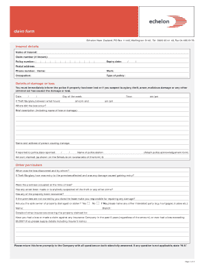 Echelon New Zealand Claim Form
