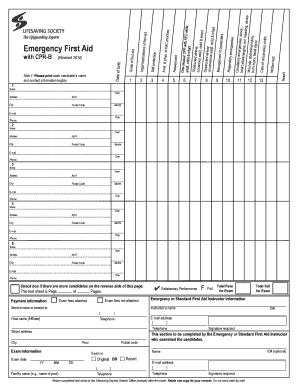 Emergency First Aid with CPR-B Exam Form
