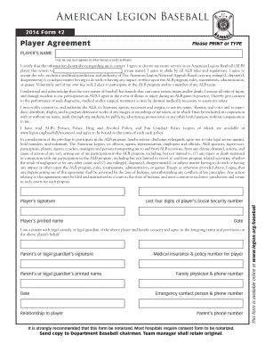 American Legion Baseball Player Agreement
