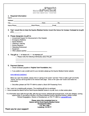Equine Medical Center Donation Form