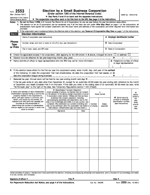 Form 2553 Election by a Small Business Corporation