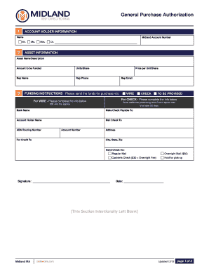 Midland IRA General Purchase Authorization