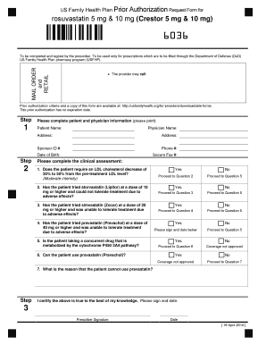 Prior Authorization Request Form for Antilipidemics