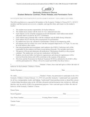 Behavior contract doc - Kentucky Childrens Chorus Student Behavior Contract - kmea