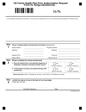Prior Authorization Form for Zytiga