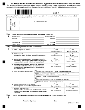 US Military Sedative Hypnotics Prior Authorization Form