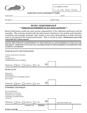 Marching Band Assessment Form