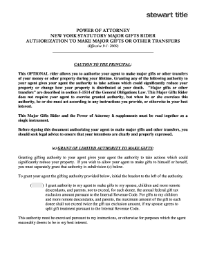 New York Statutory Major Gifts Rider