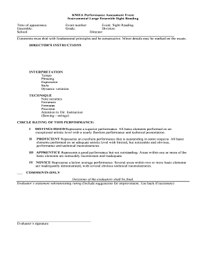 KMEA Instrumental Large Ensemble Sight Reading Assessment