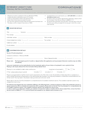Retirement Annuity Fund Voluntary Contribution Form