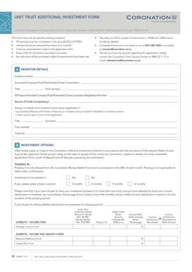 Unit Trust Additional Investment Form