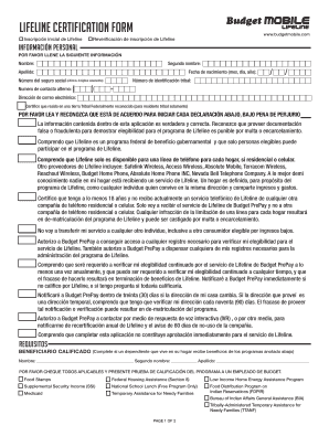 Formulario de Certificación de Lifeline