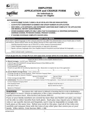 Employee Health and Life Application Form