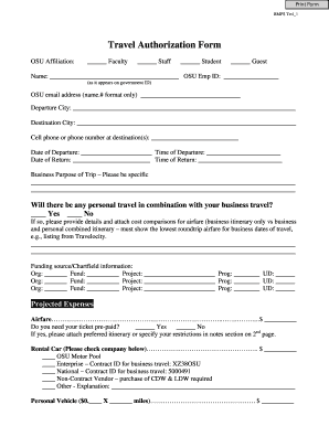 OSU Travel Authorization Form