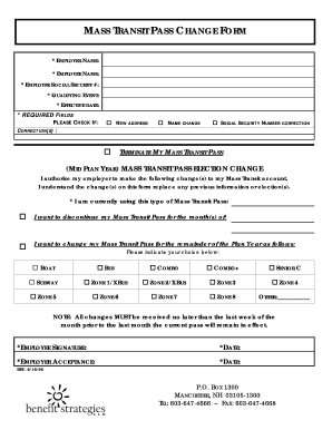 Mass Transit Pass Change Form