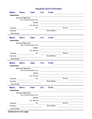 Insurance Carrier Information Form