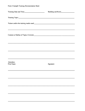 Training Documentation Sheet