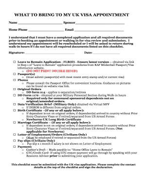 UK Visa Appointment Checklist